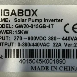 Tem thông số của biến tần bơm năng lượng mặt trời 3 pha 15kW Gigabox