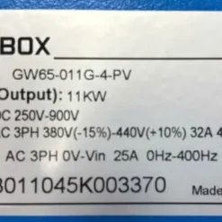 Tem thông số kỹ thuật của biến tần bơm Gigabox IP65 3 pha 11kW