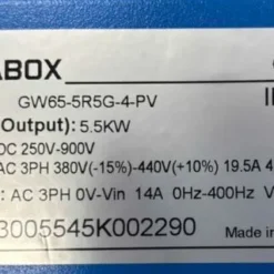 Tem thông số kỹ thuật của biến tần bơm Gigabox IP65 3 pha 5.5kW