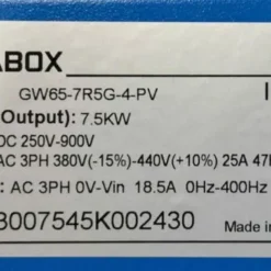 Tem thông số kỹ thuật của biến tần bơm Gigabox IP65 3 pha 7.5kW