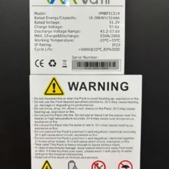 Tem thông số kỹ thuật của pin lưu trữ Vami 16kWh