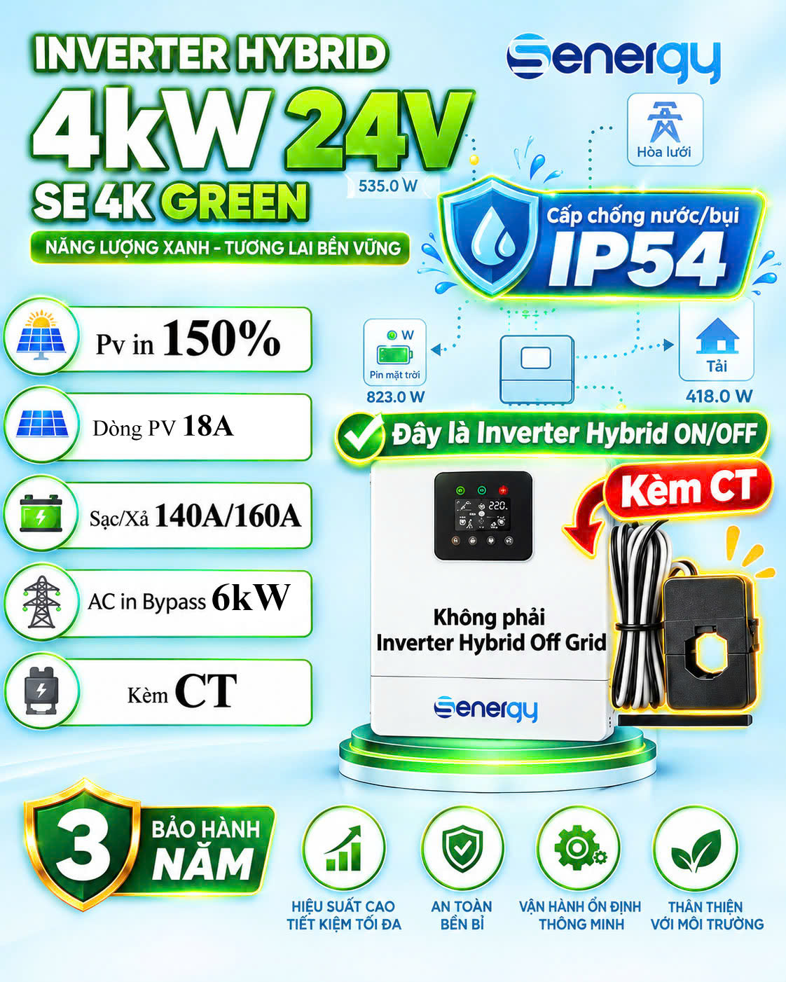Inverter Hybrid Senergy 4kW SE 4K GREEN 24V