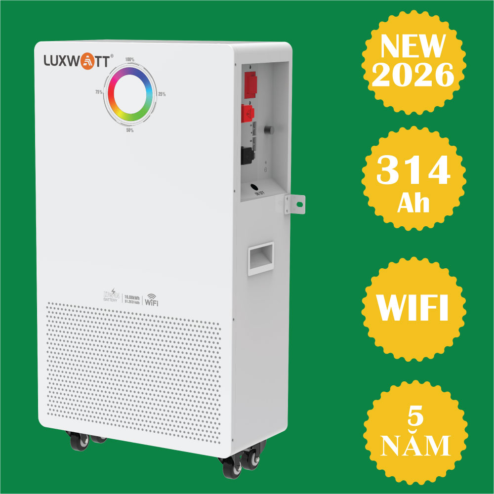 Pin lưu trữ lithium Luxwatt 16kWh 51.2V 314Ah Pin lưu trữ lithium Luxwatt 16kWh 51.2V314Ah